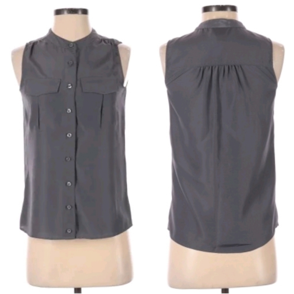 J. Crew Gray Button up Tank Blouse